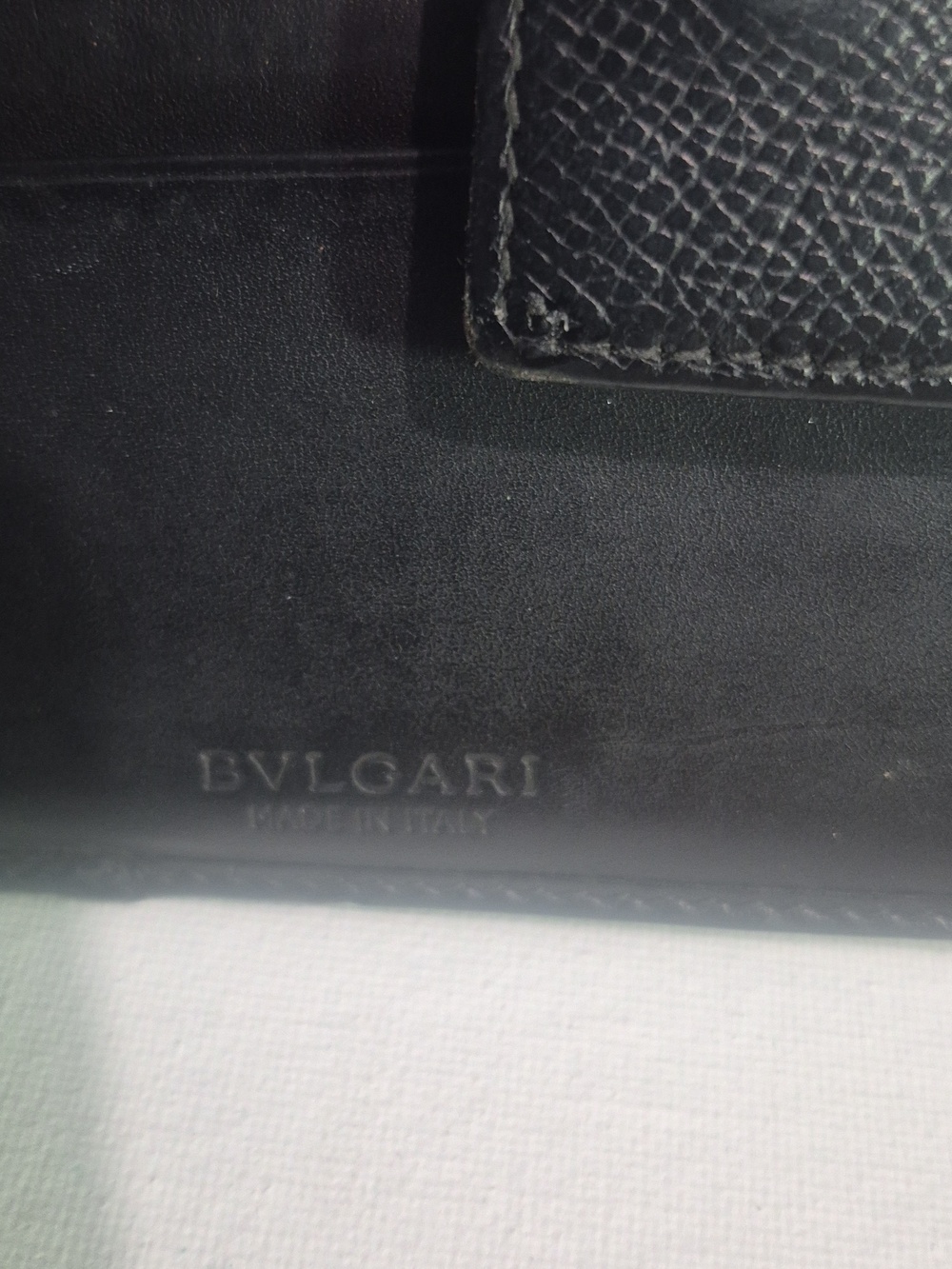 Bulgari Black Leather Wallet with Embossed Logo - Picture 9 of 16